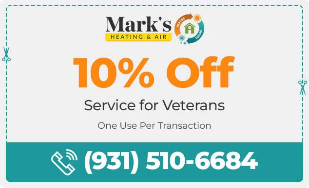 Veterans receive 10% off HVAC service from Mark's Heating and Air
